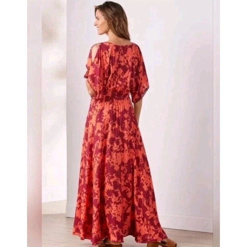 Soft Surroundings Marcella Floral Maxi Dress Sz XS Boho Beach Tropical Resort